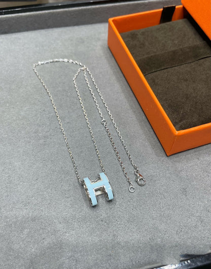 [OAKJURI Jewelry]POP H SKY BLUE NECKLACE