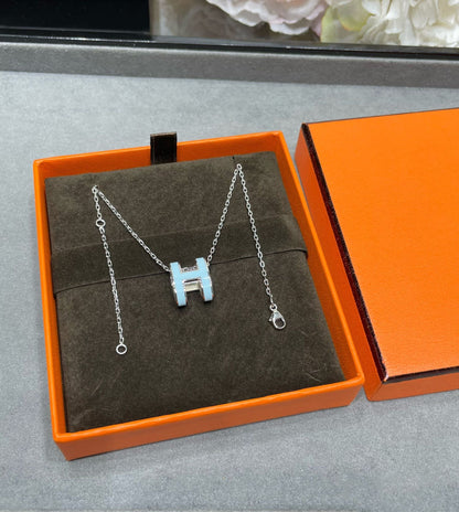 [OAKJURI Jewelry]POP H SKY BLUE NECKLACE