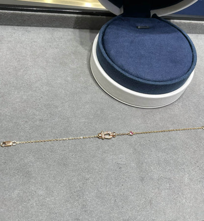 [OAKJURI Jewelry]FORCE 10 DIAMOND CHAIN LINK PINK GOLD BRACELET