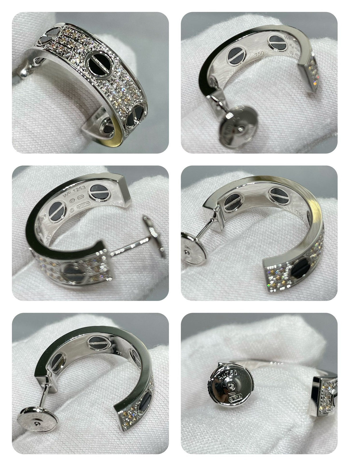 [OAKJURI Jewelry] LOVE CERAMIC DIAMOND PAVED SILVER EARRINGS