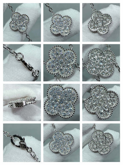 [OAKJURI Jewelry]CLOVER 6 MOTIF DIAMOND PAVED NECKLACE