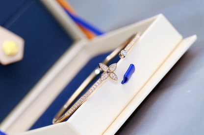 [OAKJURI Jewelry]IDYLLE PINK GOLD OPEN BRACELET DIAMOND PAVED
