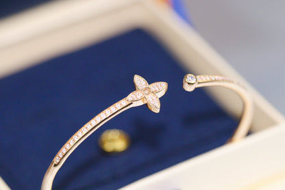 [OAKJURI Jewelry]IDYLLE PINK GOLD OPEN BRACELET DIAMOND PAVED
