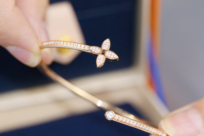 [OAKJURI Jewelry]IDYLLE PINK GOLD OPEN BRACELET DIAMOND PAVED