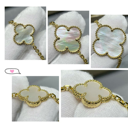 [OAKJURI Jewelry]CLOVER 16 MOTIF WHITE MOP GOLD NECKLACE
