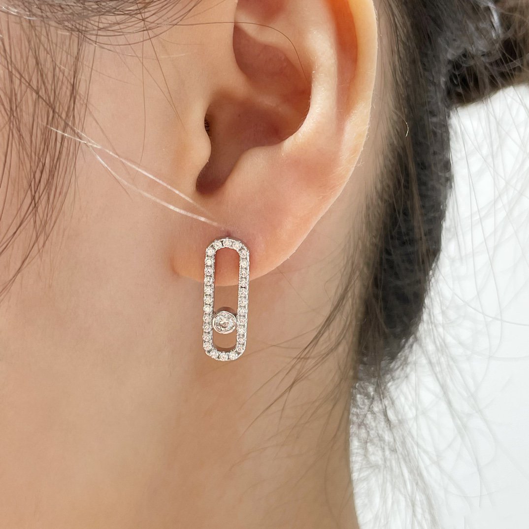 [OAKJURI Jewelry]MOVE UNO STUD DIAMOND PAVED EARRINGS