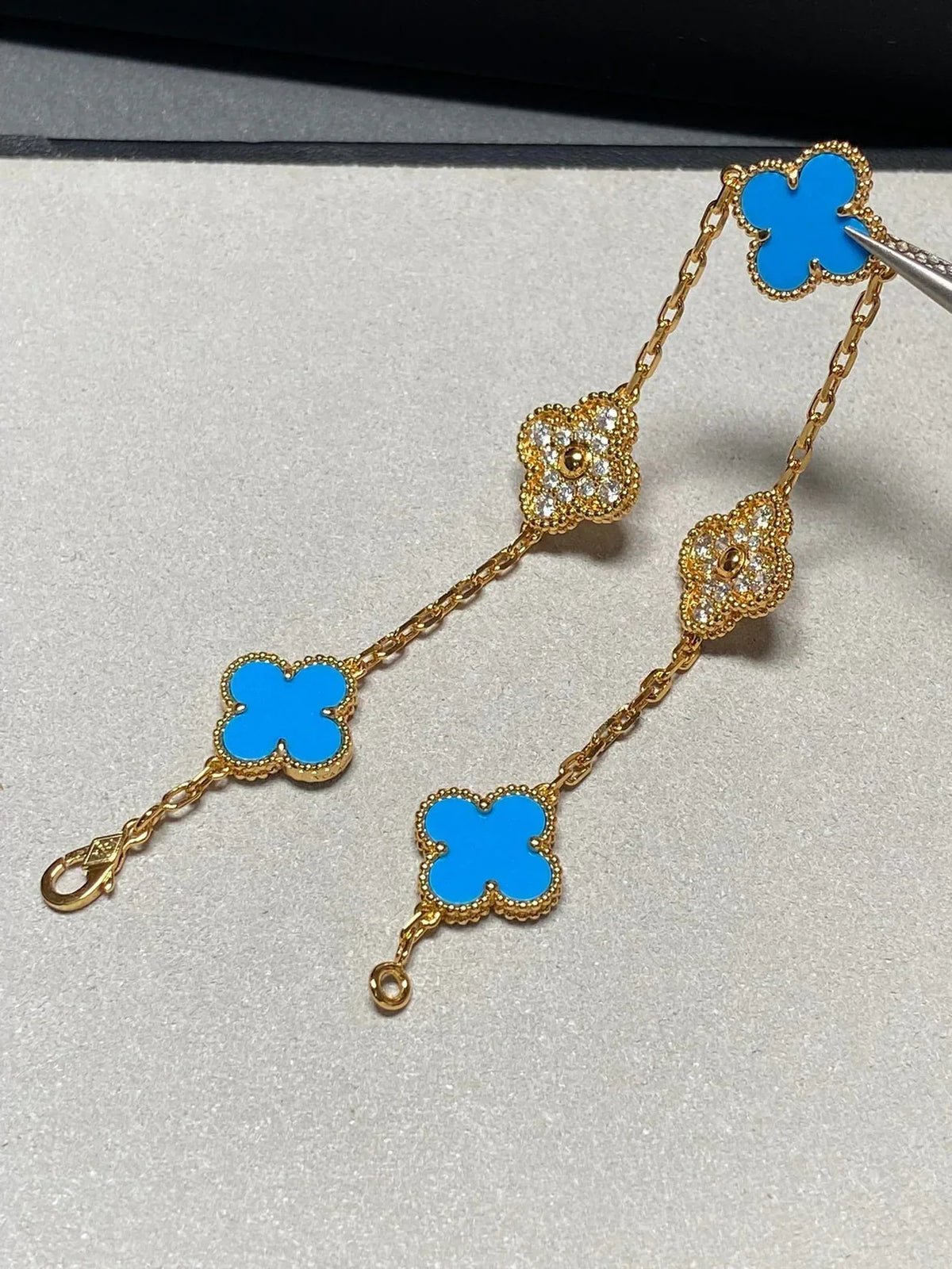 [OAKJURI Jewelry] CLOVER 5 MOTIF BLUE AGATE BRACELET COLLECTION