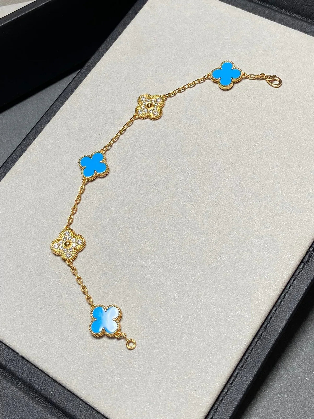 [OAKJURI Jewelry] CLOVER 5 MOTIF BLUE AGATE BRACELET COLLECTION