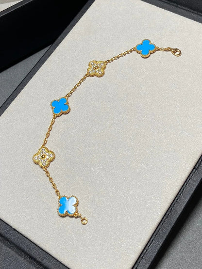 [OAKJURI Jewelry] CLOVER 5 MOTIF BLUE AGATE BRACELET COLLECTION