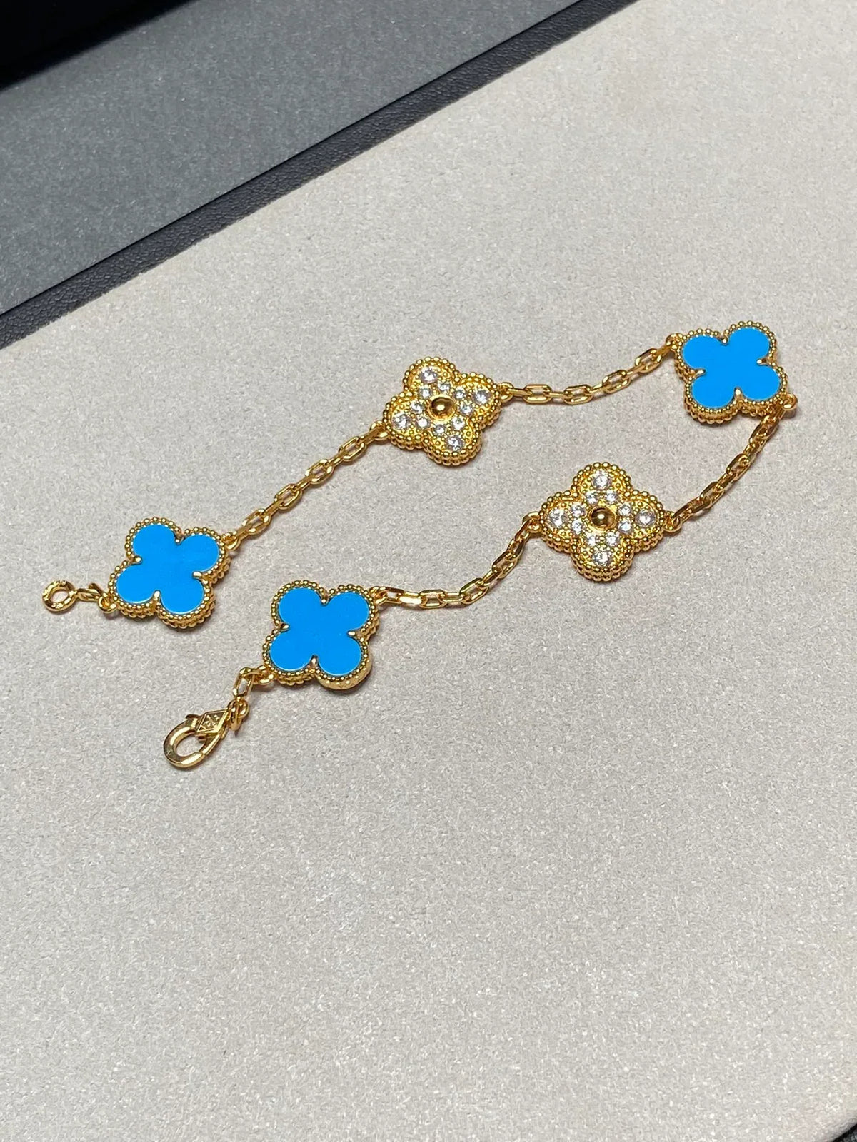 [OAKJURI Jewelry] CLOVER 5 MOTIF BLUE AGATE BRACELET COLLECTION