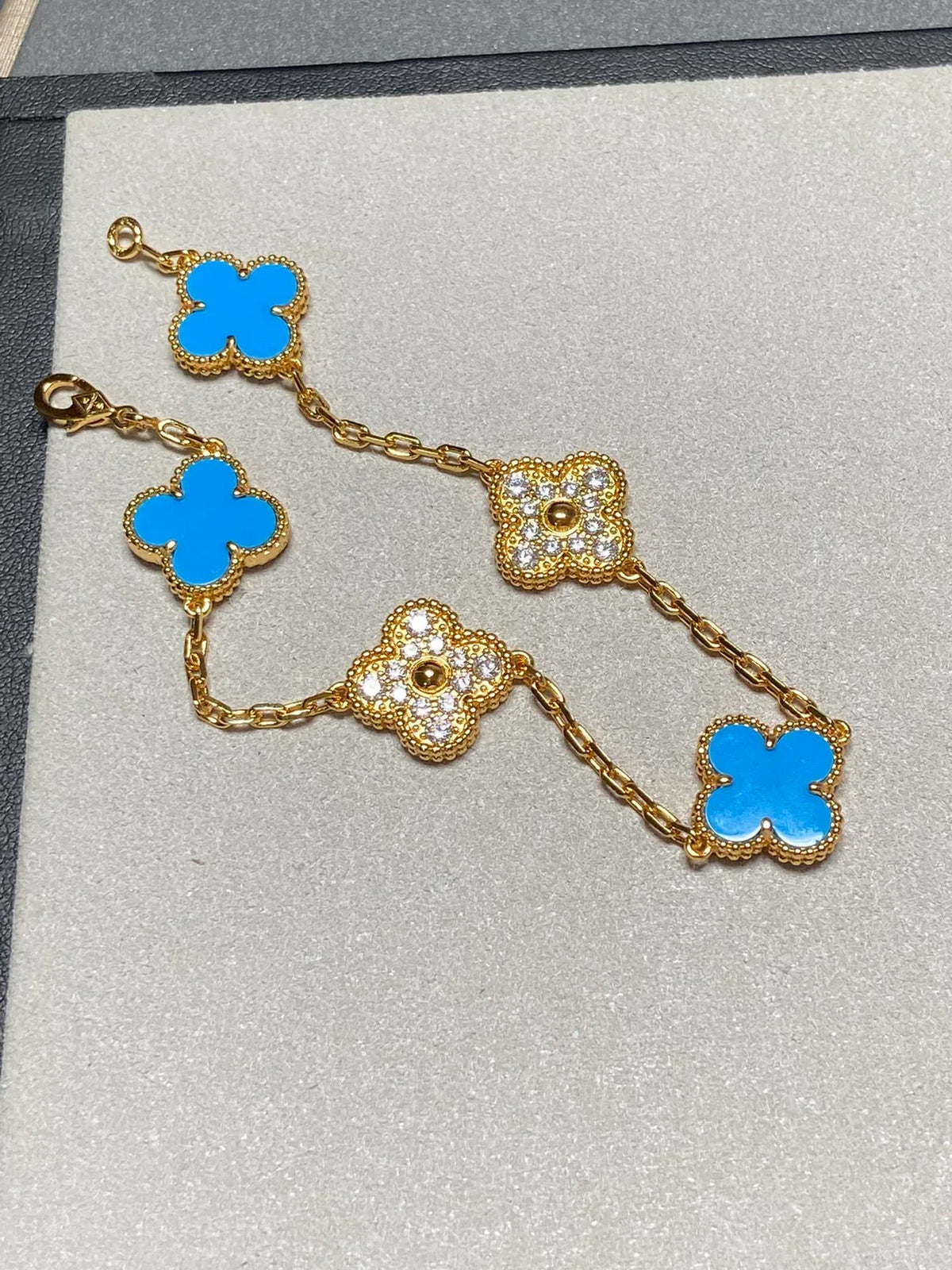 [OAKJURI Jewelry] CLOVER 5 MOTIF BLUE AGATE BRACELET COLLECTION