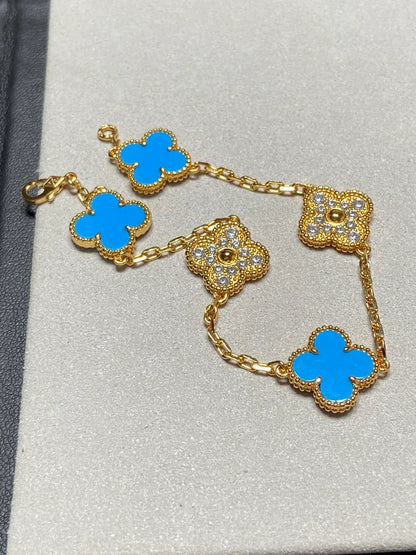 [OAKJURI Jewelry] CLOVER 5 MOTIF BLUE AGATE BRACELET COLLECTION
