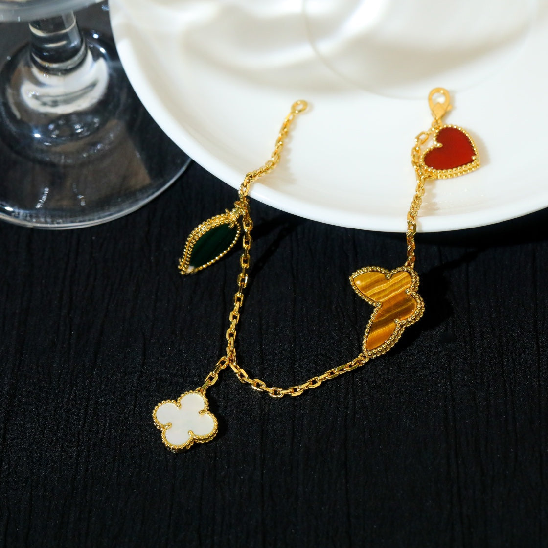 [OAKJURI Jewelry]LUCKY SPRING 5 MOTIF GOLD BRACELET