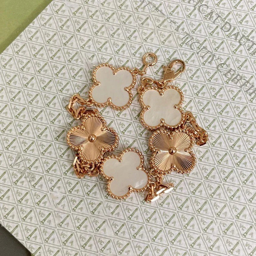 [OAKJURI Jewelry]CLOVER WHITE PEARL MOP 5 MOTIF BRACELET COLLECTION