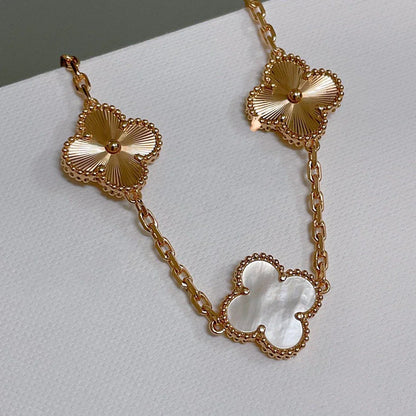 [OAKJURI Jewelry]CLOVER WHITE PEARL MOP 5 MOTIF BRACELET COLLECTION