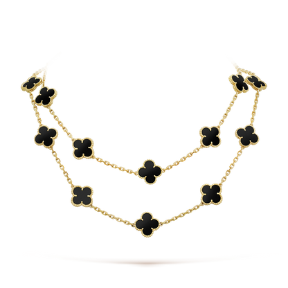 [OAKJURI Jewelry]CLOVER 20 MOTIFS ONYX NECKLACE