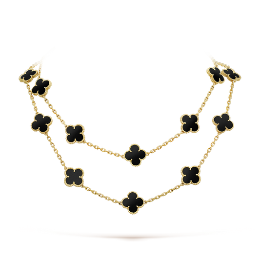 [OAKJURI Jewelry]CLOVER 20 MOTIFS ONYX NECKLACE