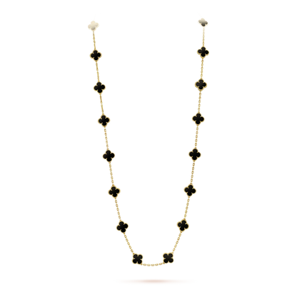 [OAKJURI Jewelry]CLOVER 20 MOTIFS ONYX NECKLACE