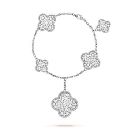 [OAKJURI Jewelry]CLOVER 6 MOTIFS SILVER DIAMOND BRACELET