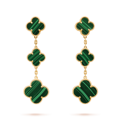 [OAKJURI Jewelry]CLOVER MALACHITE 3 MOTIFS GOLD