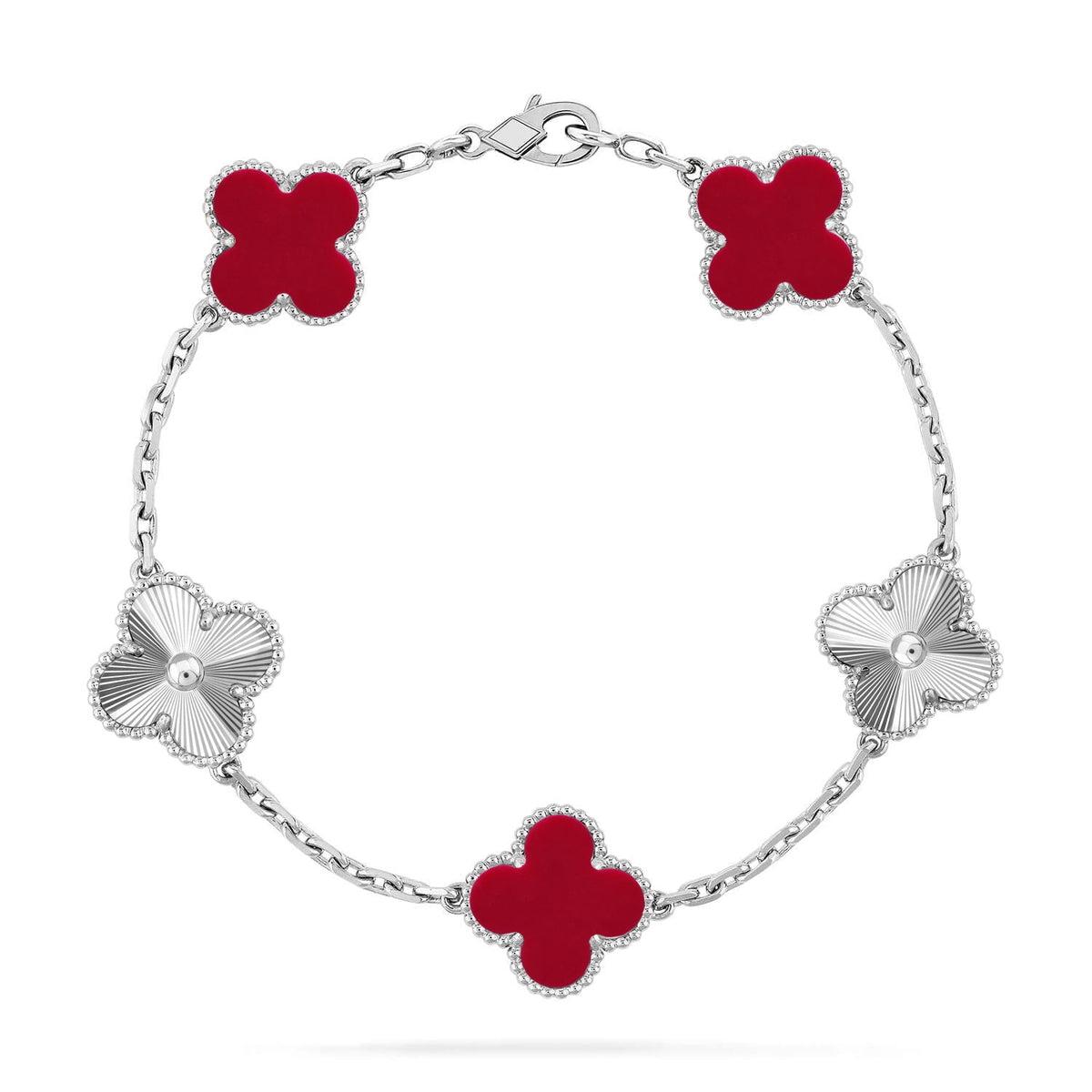 [OAKJURI Jewelry] CLOVER 5 MOTIF RED CORNELIAN BRACELET COLLECTION