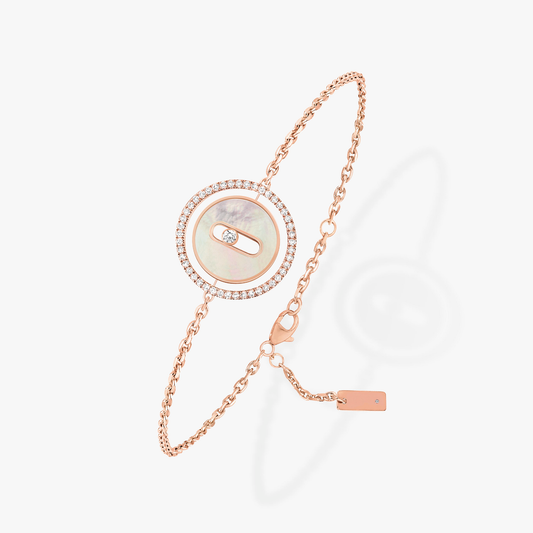 [OAKJURI Jewelry]LUCKY MOVE WHITE MOTHER OF PEARL PINK GOLD DIAMOND BRACELET