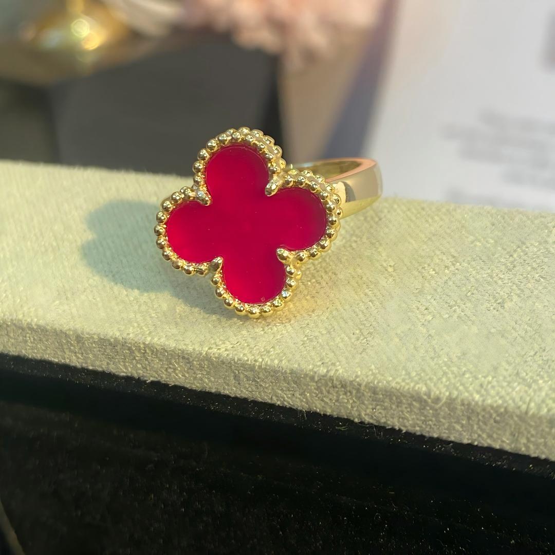 [OAKJURI Jewelry]NEW CLOVER PINK ENAMEL RINGS