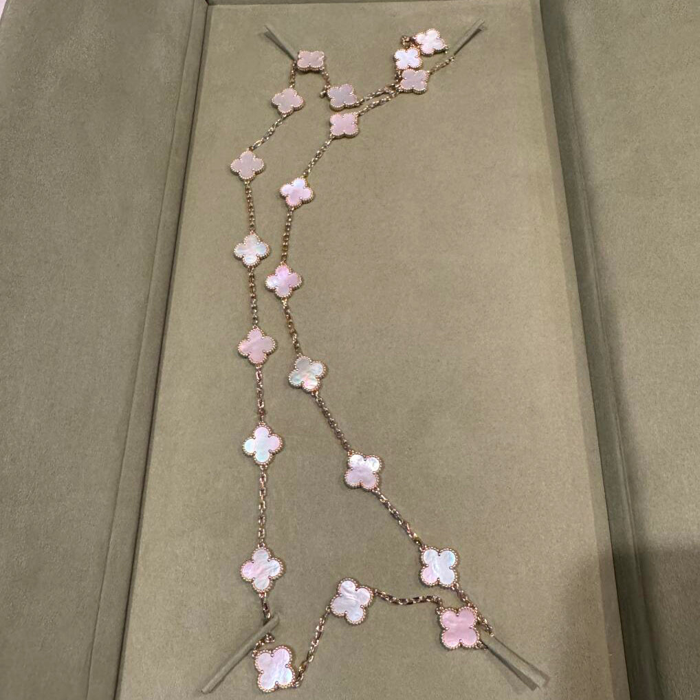 [OAKJURI Jewelry]CLOVER 20 MOTIFS PINK MOP NECKLACE