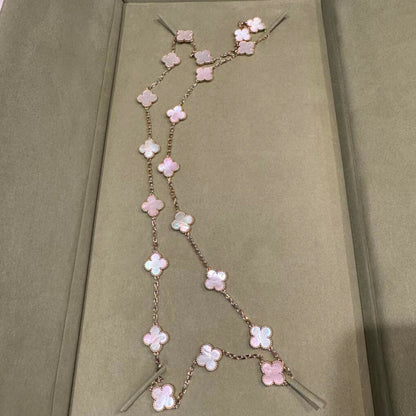 [OAKJURI Jewelry]CLOVER 20 MOTIFS PINK MOP NECKLACE