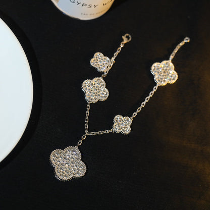 [OAKJURI Jewelry]CLOVER BRACELET 5 MOTIF SILVER DIAMOND PAVED