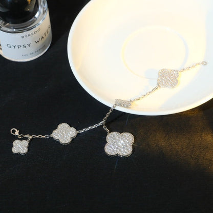 [OAKJURI Jewelry]CLOVER BRACELET 5 MOTIF SILVER DIAMOND PAVED