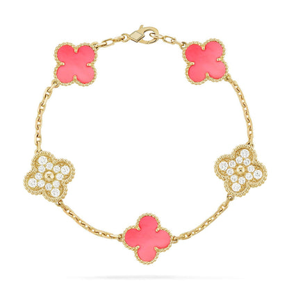 [OAKJURI Jewelry] CLOVER 5 MOTIFS  PINK MOP BRACELET COLLECTION