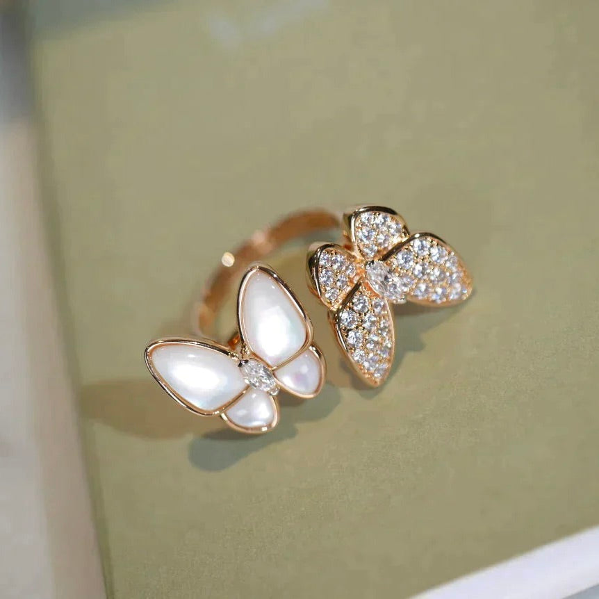 [OAKJURI Jewelry]TWIN BUTTERFLY DIAMOND MOP RING