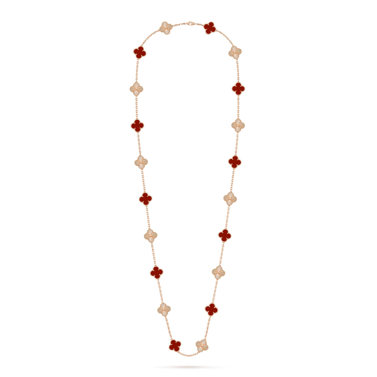 [OAKJURI Jewelry]CLOVER 20 MOTIFS LASER CARNELIAN NECKLACE