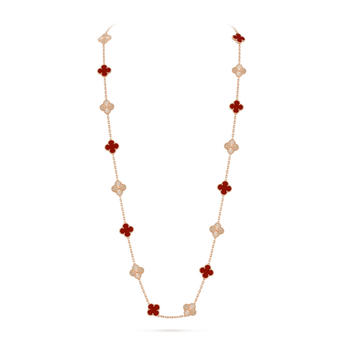 [OAKJURI Jewelry]CLOVER 20 MOTIFS LASER CARNELIAN NECKLACE