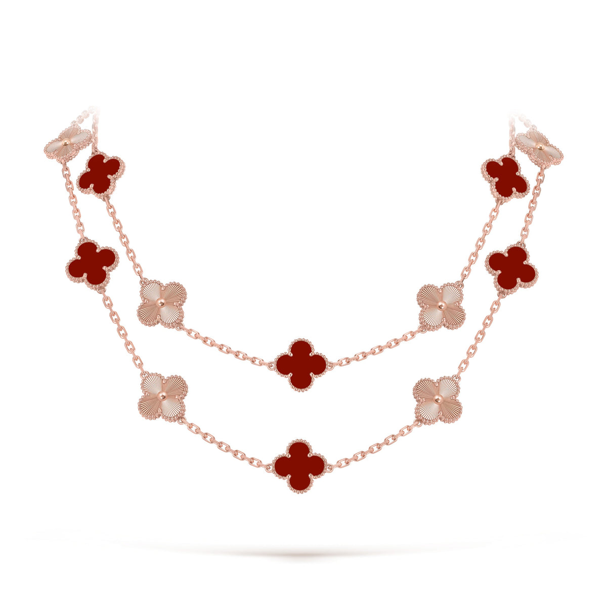 [OAKJURI Jewelry]CLOVER 20 MOTIFS LASER CARNELIAN NECKLACE