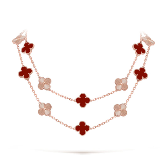 [OAKJURI Jewelry]CLOVER 20 MOTIFS LASER CARNELIAN NECKLACE