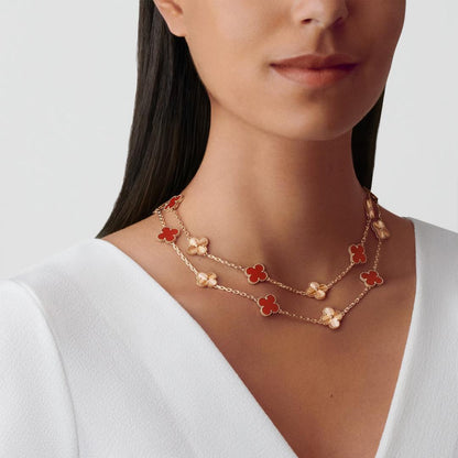 [OAKJURI Jewelry]CLOVER 20 MOTIFS LASER CARNELIAN NECKLACE