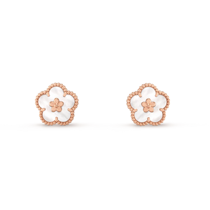 [OAKJURI Jewelry]LUCKY PINK GOLD WHITE MOP EARRINGS