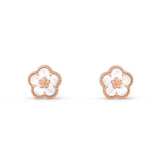 [OAKJURI Jewelry]LUCKY PINK GOLD WHITE MOP EARRINGS