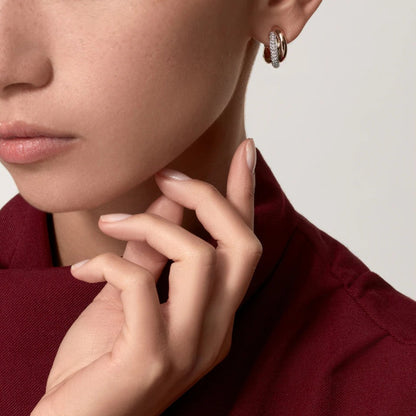 [OAKJURI Jewelry] TRINITY HALF DIAMOND  CLASSIC EARRINGS