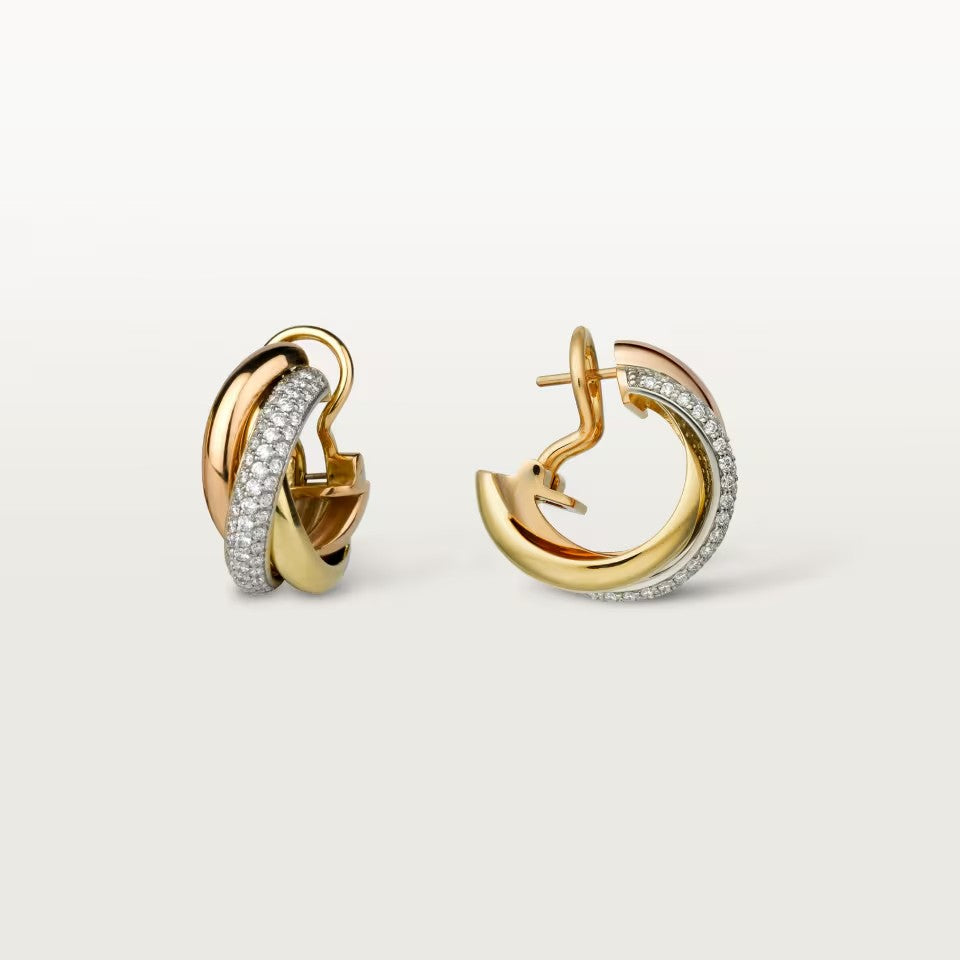 [OAKJURI Jewelry] TRINITY HALF DIAMOND  CLASSIC EARRINGS