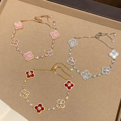 [OAKJURI Jewelry]CLOVER 5 MOTIF PINK BLUE RED WHITE BRACELET