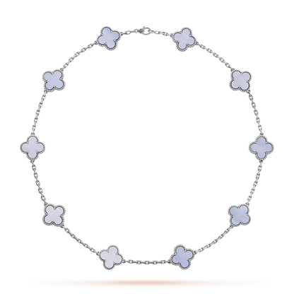 [OAKJURI Jewelry]CLOVER 10 MOTIFS BLUE CHALCEDONY NECKLACE