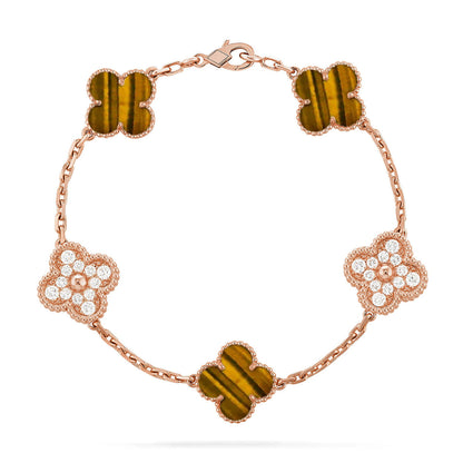[OAKJURI Jewelry] CLOVER 5 MOTIFS TIGER EYE BRACELET COLLECTION