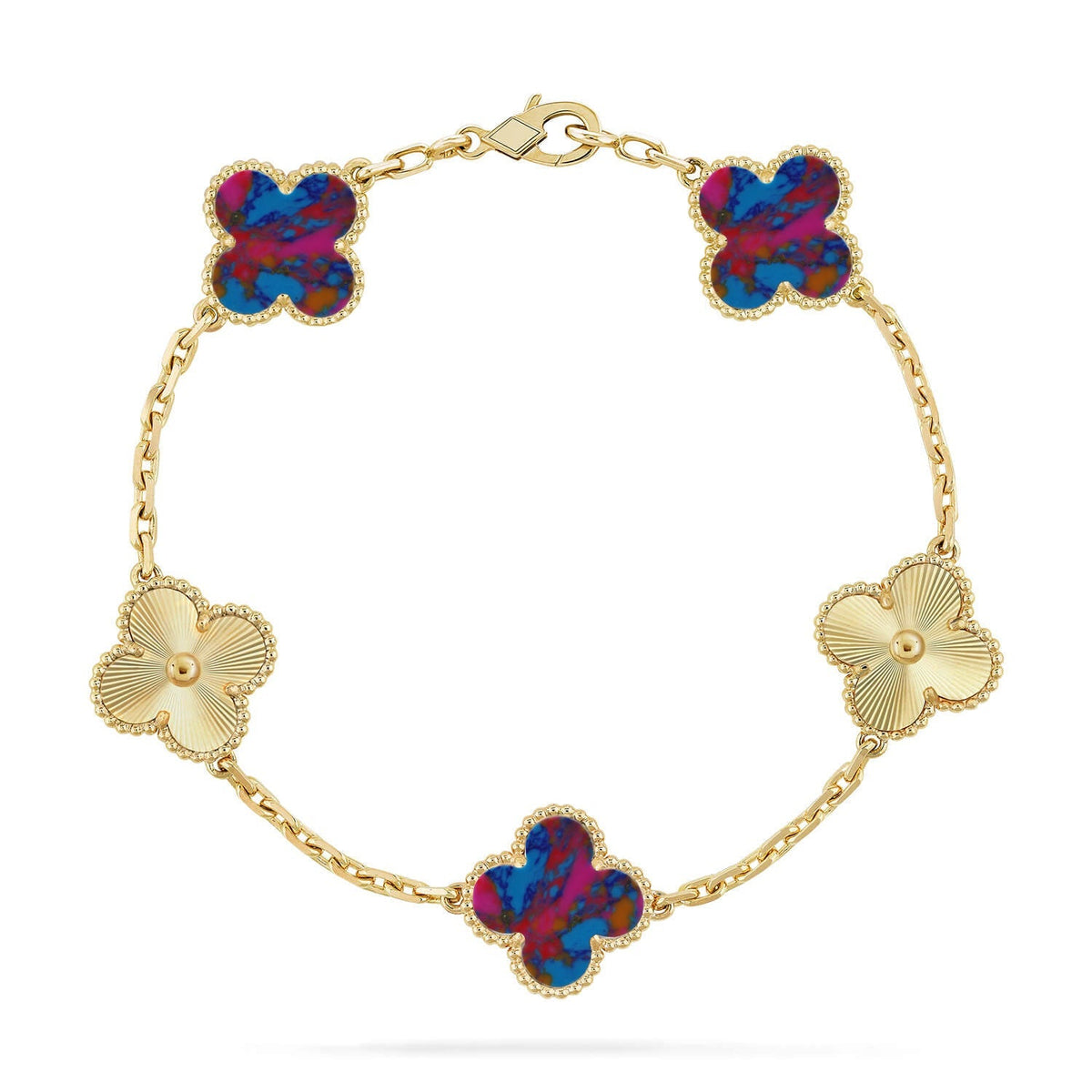 [OAKJURI Jewelry]CLOVER 5 MOTIF COLOR GEMSTONES BRACELET COLLECTION