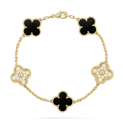 [OAKJURI Jewelry]Clover 5 Motifs  Duo Bracelet Stack Set