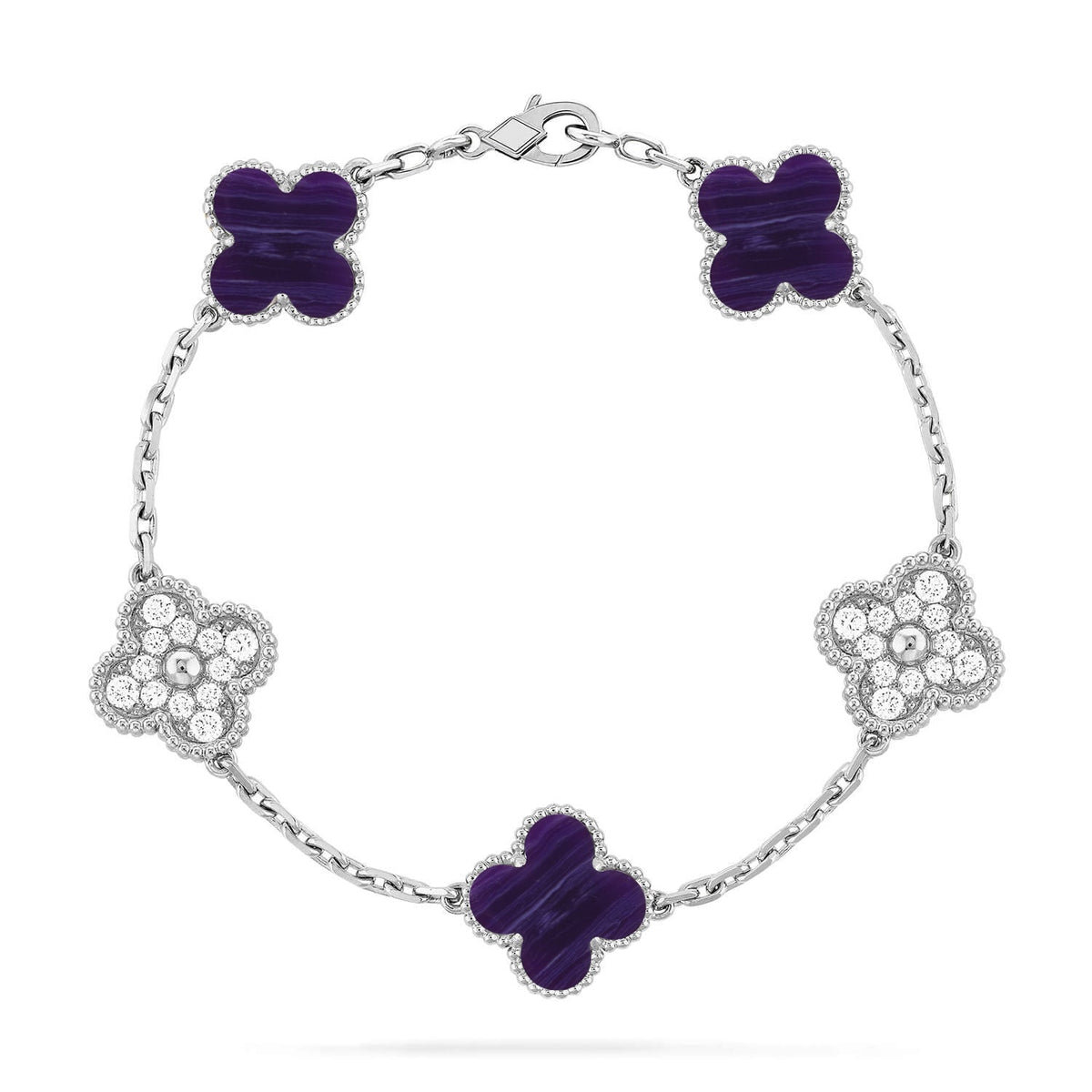[OAKJURI Jewelry]CLOVER 5 MOTIF PURPLE STRIPES BRACELET COLLECTION