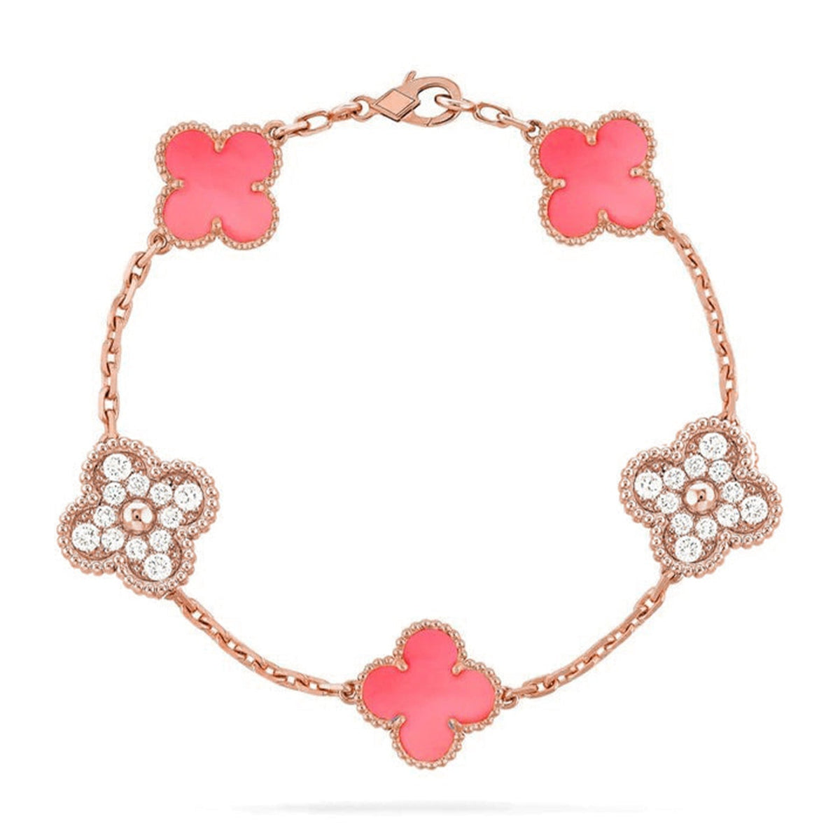 [OAKJURI Jewelry] CLOVER 5 MOTIFS  PINK MOP BRACELET COLLECTION