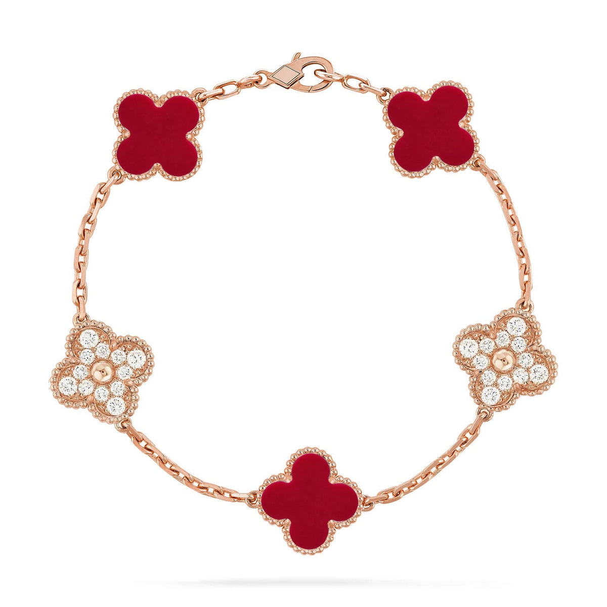 [OAKJURI Jewelry] CLOVER 5 MOTIF RED CORNELIAN BRACELET COLLECTION